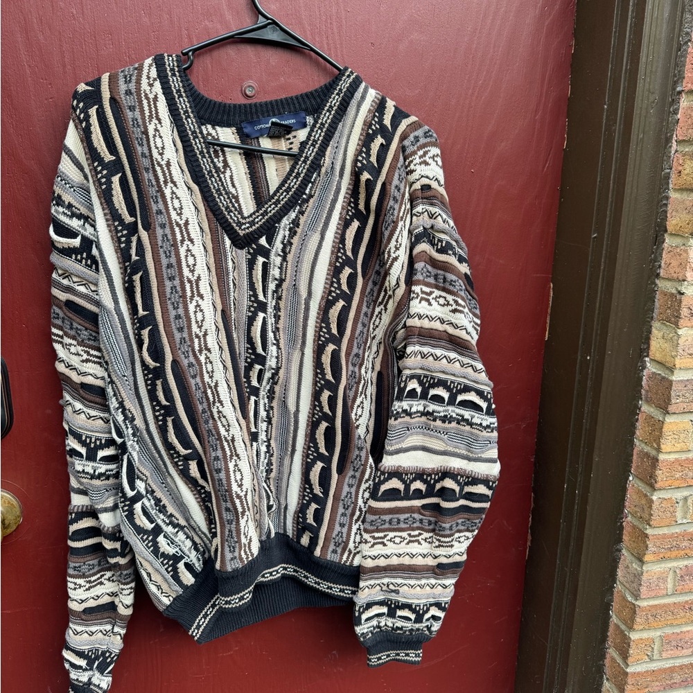 Coogi-style vintage 90’s Cotton Traders 3D Textured Chunky 100% cotton sweater